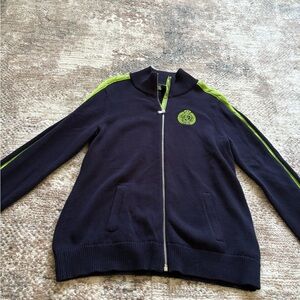 Ralph Lauren Navy and Lime Zip-Up Sweater